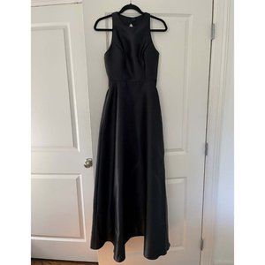 Alfred Sung Sleeveless Open-Back A-Line Bridesmaid Dress in Black